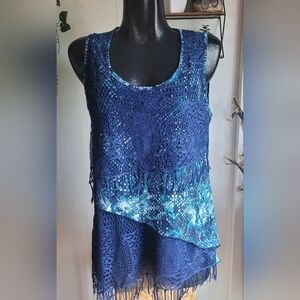 Yvonne Marie Sleeveless Fringe Tunic M